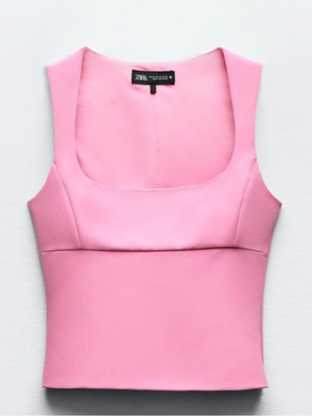 Zara Pink Square-Neck Cropped Tank